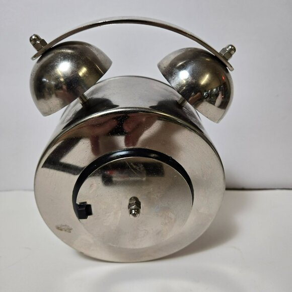 Deco 79 Stainless Steel Analog Table Clock SILENT Bell Style Decorative Top 7x5" - Picture 2 of 11